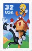 U.S. #3204a Sylvester & Tweety, Single Stamp MNH