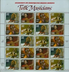 U.S.  #3215 Folk Musicians - Pane of 20