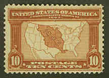 U.S. #327 10c Map of Louisiana Purchase MNH