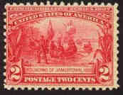 U.S. #329 Founding of Jamestown 2c Mint