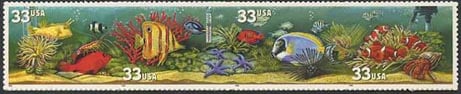 U.S. #3320b Aquarium Fish Strip of 4 MNH