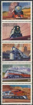 U.S. #3337a All Aboard! Trains Strip of 5 MNH