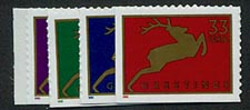 U.S. #3360-63 Christmas Deer, 4 Singles MNH