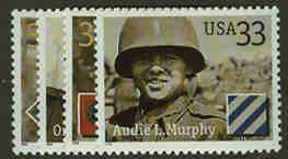 U.S. #3393-96 Distinguished Soldiers, 4 Singles MNH