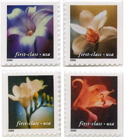 U.S. #3458-61 1st Class Flowers, 4 Singles MNH