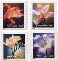 U.S. #3462-65 1st Class Flowers, 4 Singles