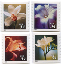 U.S. #3478-81 34c Flowers, 4 Singles MNH