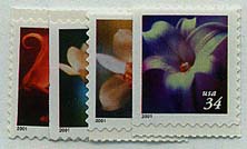 U.S. #3487-90 34c Flowers,  4 Singles MNH