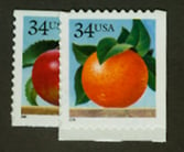 U.S. #3491-92 34c Apple and Orange, 2 Singles MNH