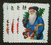 U.S. #3537-40 Christmas Santas, 4 Singles MNH