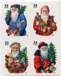 U.S. #3540b Christmas Santas - block MNH