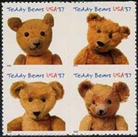 U.S. #3656a Teddy Bears Block of 4 MNH