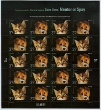 U.S.  #3671a Neuter & Spay Pair, Pane of 20