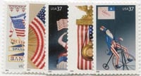 U.S. #3776-80 Old Glory, 5 Singles MNH