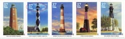 U.S. #3791b Southeast Lighthouse (variety) Strip of 5