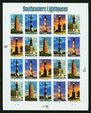 U.S.  #3791 Southeastern Lighthouses, Pane of 20