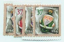 U.S. #3887-90 Santa Ornaments, 4 Singles MNH