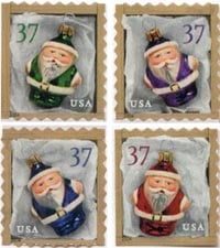 U.S. #3891-94 Santa Ornaments, 4 Singles MNH