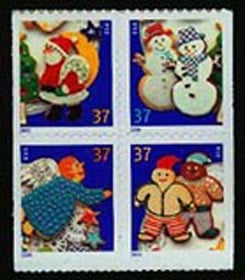 U.S. #3960a Holiday Cookies, Block of 4 MNH