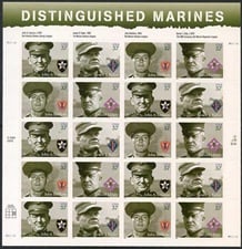 U.S.  #3964a Distinguished Marines, Pane of 20