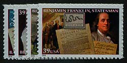 U.S. #4021-24 Benjamin Franklin, 4 Singles