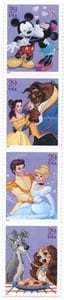 U.S. #4028a Disney: Romance - Strip of 4 MNH