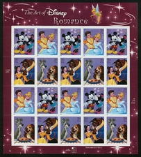 U.S.  #4028 Art of Disney: Romance, Pane of 20