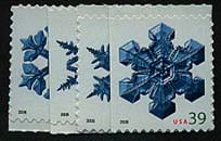 U.S. #4109-12 Christmas Snowflakes, 4 Singles