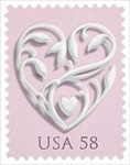 U.S. #4152 58c Wedding Heart w/pink background MNH