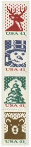 U.S. #4210b Holiday Knits, Strip of 4