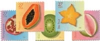 U.S. #4253-57 Tropical Fruit, 5 Singles