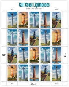 U.S.  #4413 Gulf Coast Lighthouses - Pane of 20