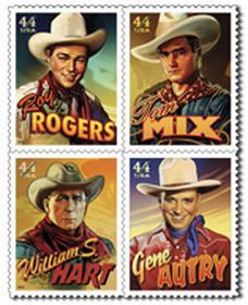 U.S. #4449a Cowboys of the Silver Screen Block of 4