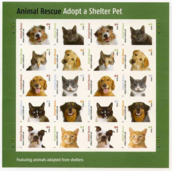U.S. #4460 Adopt a Shelter Pet, Pane of 20