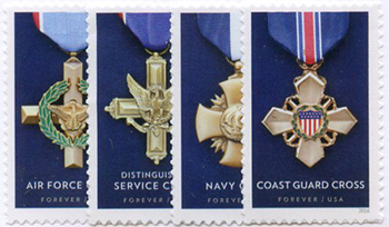 U.S. #5065-68 Service Cross Medals, 4 Singles