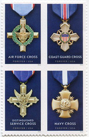 U.S. #5068a Service Cross Medals, Block of 4