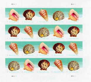 U.S. #5166 Seashells, Pane of 20