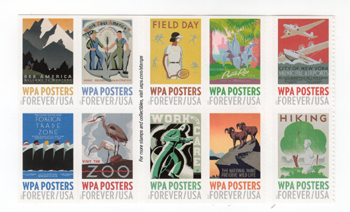 U.S. #5189a WPA Posters, Block of 10