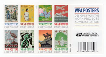 U.S. #5189b WPA Posters, Dbl-sided Booklet of 20