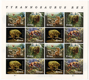 U.S. #5413 Tyrannosaurus Rex, Pane of 16