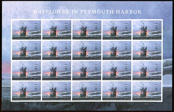 U.S. #5524 Mayflower in Plymouth Harbor Pane of 20