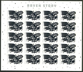 U.S. #5620 Raven Story Pane of 20