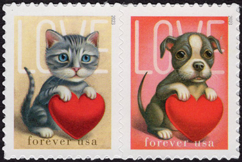 U.S. #5746b Love - Puppy & Kitten Setenant Pair
