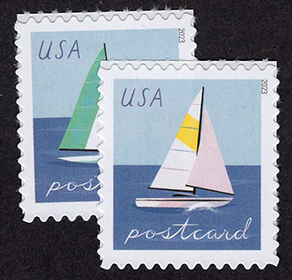 U.S. #5747-48 Sailboats, 2 Singles (from pane)