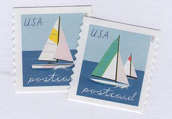 U.S. #5749-50 Sailboats, 2 Singles (from coil)