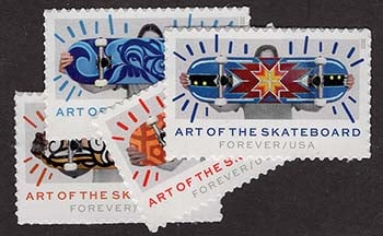 U.S. #5763-66 Art of the Skateboard, 4 Singles