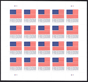 U.S. #5787 Freedom U.S. Flag, Pane of 20