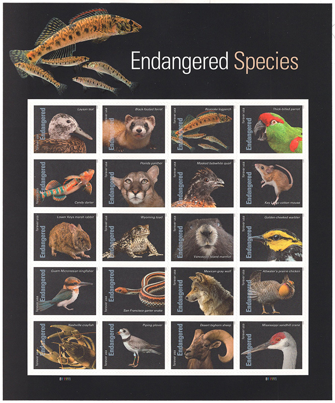 U.S. #5799 Endangered Species, Pane of 20