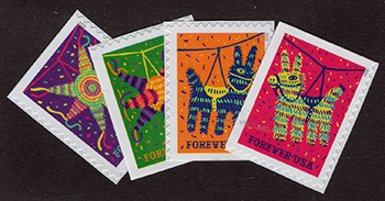 U.S. #5812-15 Pinatas, 4 Singles