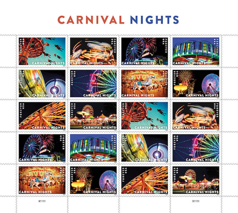 U.S. #5865 Carnival Nights, Pane of 20